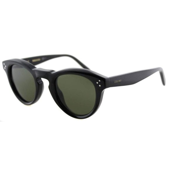 Celine Accessories - Celine 41372 807 Black Plastic Round Green Lens Su